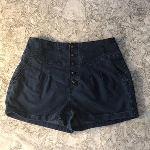 High waisted denim shorts
